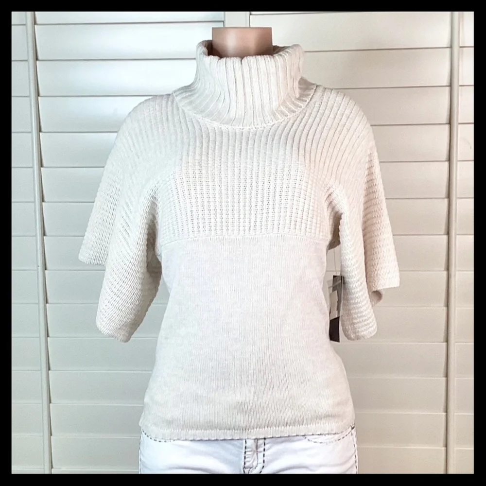 BCBG Paris Turtle Neck Sweater Heather Oatmeal - Picture 1 of 8